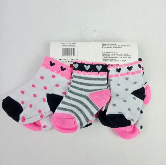 Wee Tots Baby Girl Infant Socks 6 Pairs - Picture 2 of 2
